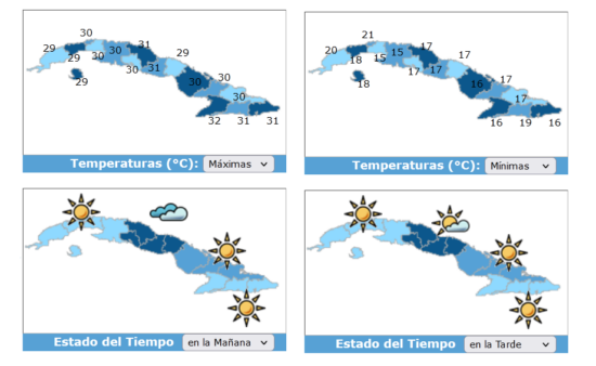 Fotos: Captura de pantalla del INSMET/Cuba.